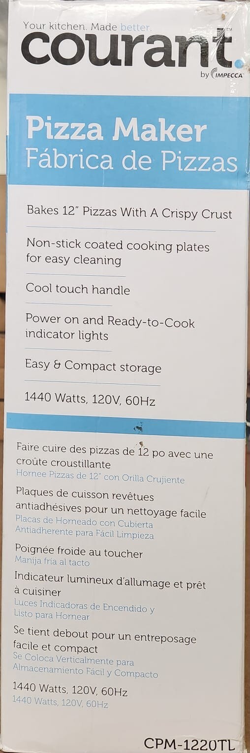 Courant 12 Inch Electronic Pizza Maker, multi function Oven and Griddle, Teal