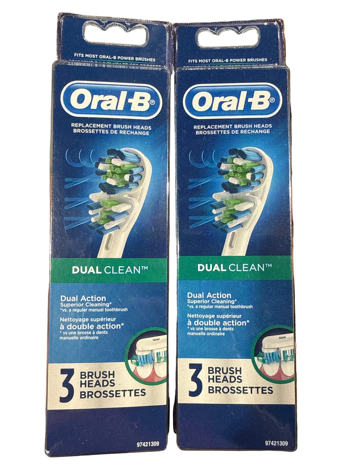 Oral-B Dual Clean Replacement Electric Toothbrush Head, 3pc Sealed Lot Of 2
