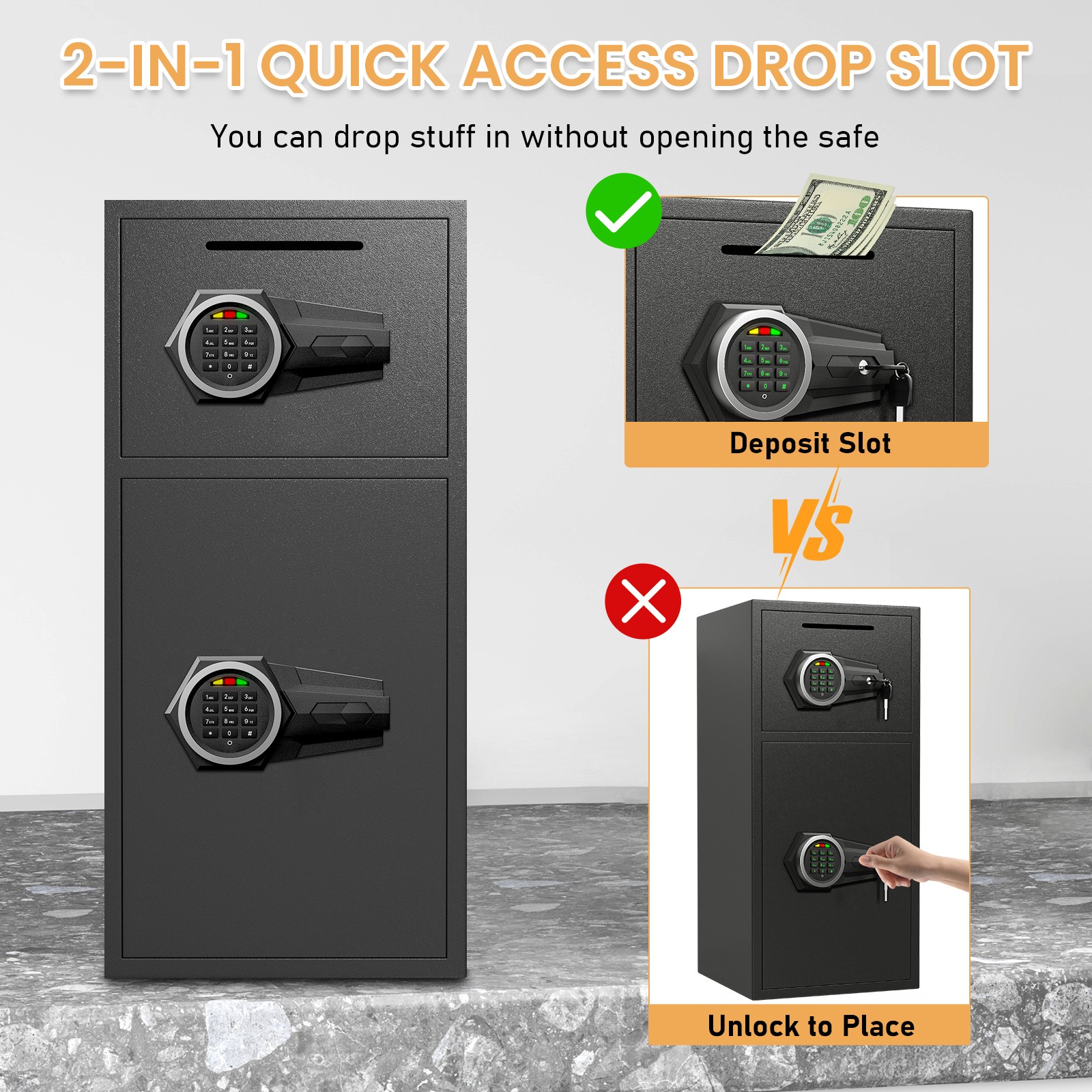 6.5 Cub Durable Home Safe – Secure Money Safe with Alarm System &   Deposit Box