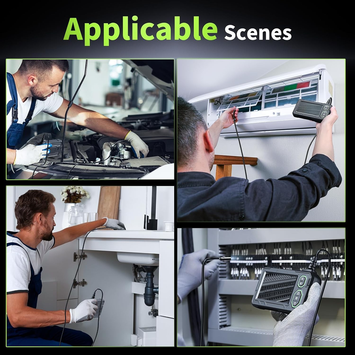 Endoscope Camera with Light, 4.3" Inspection Camera, 1920P HD Borescope with 8 L