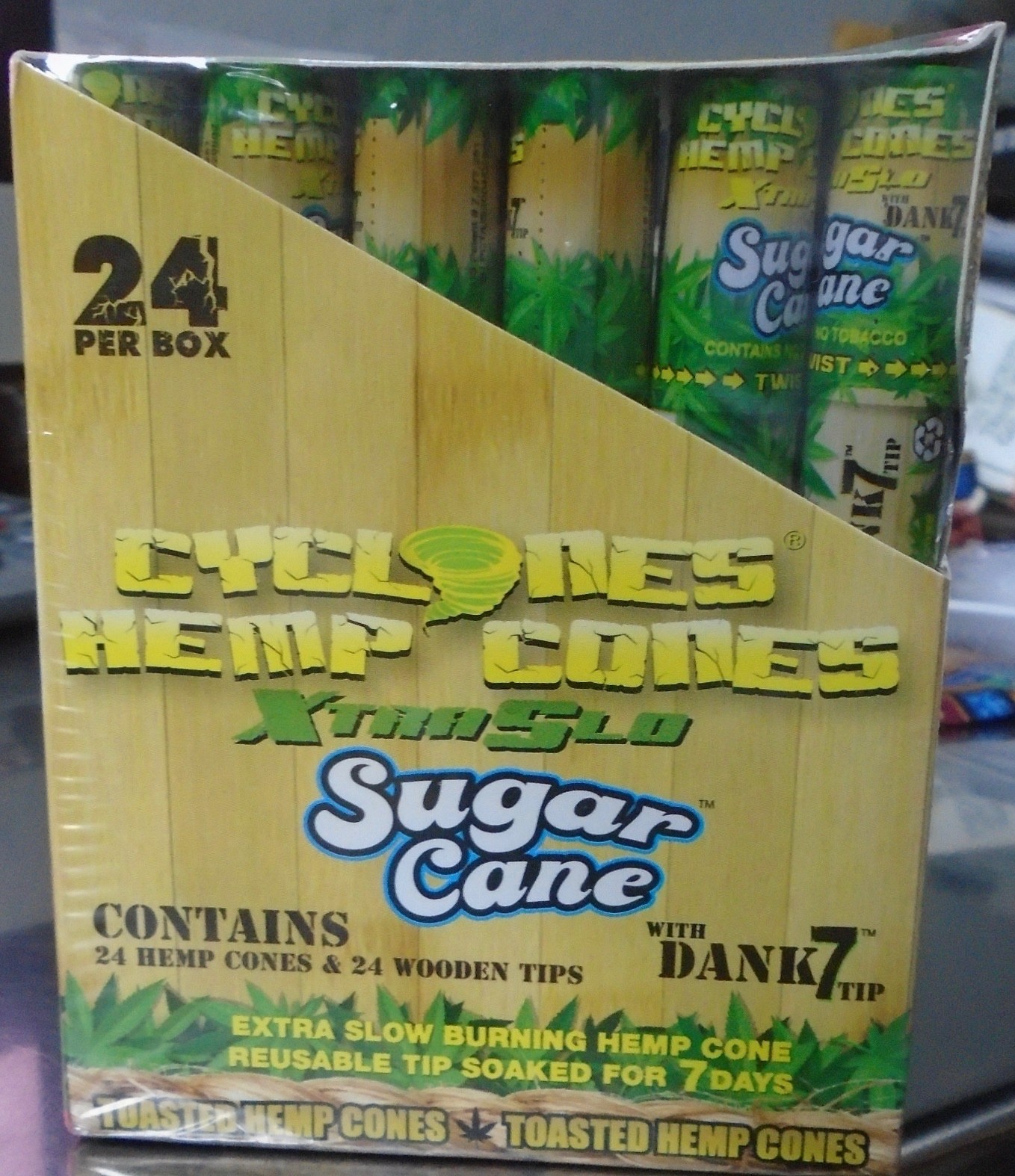 Cyclones Natural Sugarcane Flavored eXtra slow Toasted Cones 24 Pack Sugar Cane