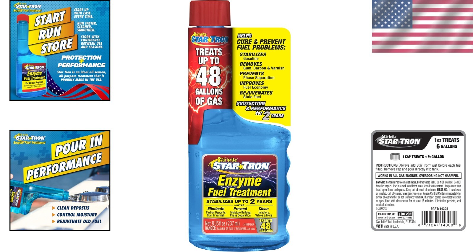 Star Tron Enzyme Fuel Stabilizer - 1 oz Treats 6 Gallons - Maximize Performance