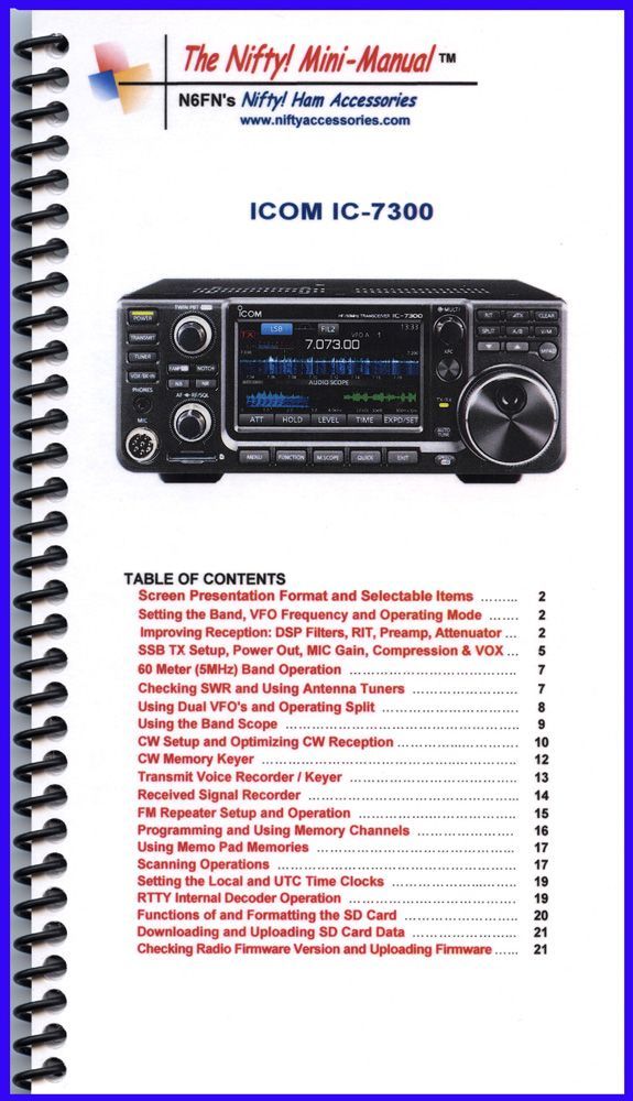 IC-7300 Nifty! Quick Reference Guide for the Icom IC-7300