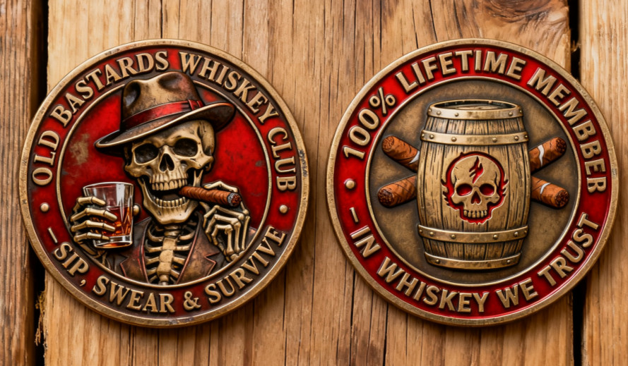 Whiskey Club Old Bastards Challenge Coin Member Collectable golf ball marker