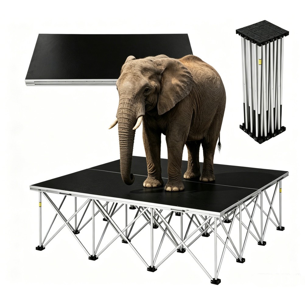 Portable Foldable Stage 4x4 48"L x 16"H 1540lb Easy to Assemble for Band/Event
