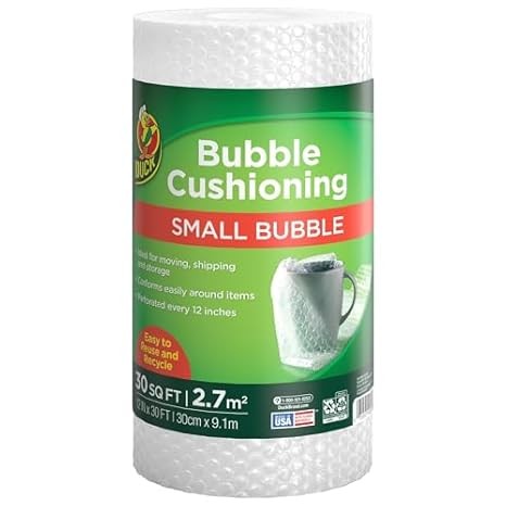 Duck Brand Clear Bubble Wrap, 12" x 30' Original Protective Roll (393251)
