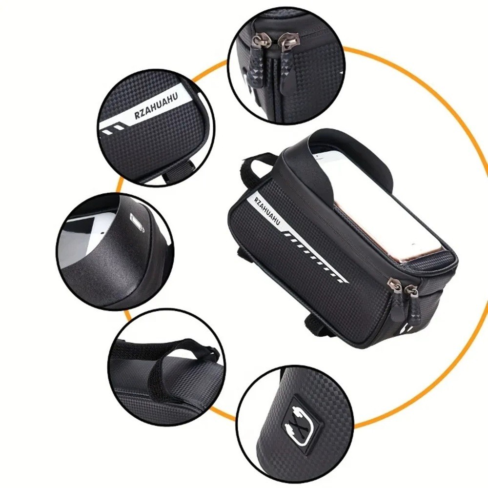Waterproof Bike Front Frame Bag Touch Screen Visor Cycling Storage Phone Holder