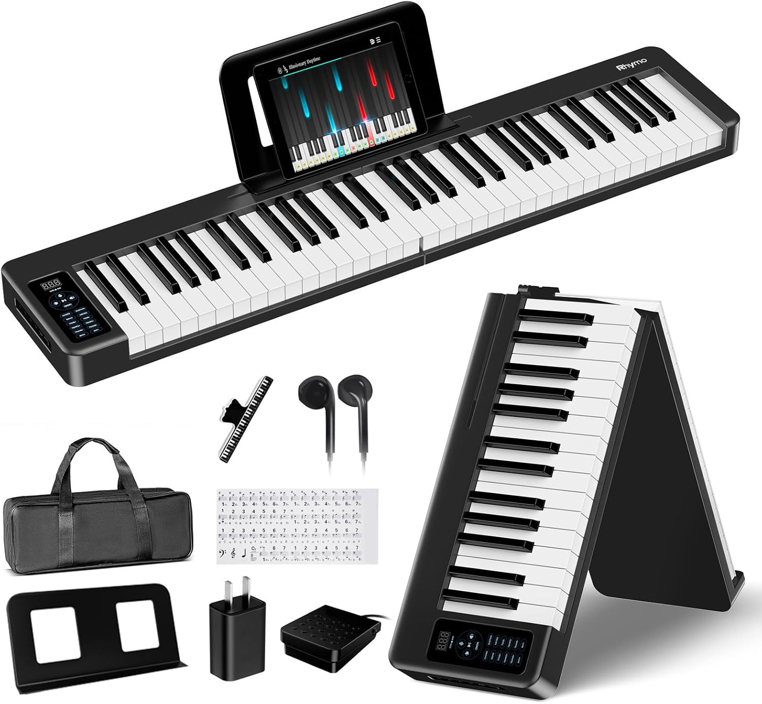 Portable 61-Key Folding Piano with Bluetooth MIDI - Ideal for Beginners
