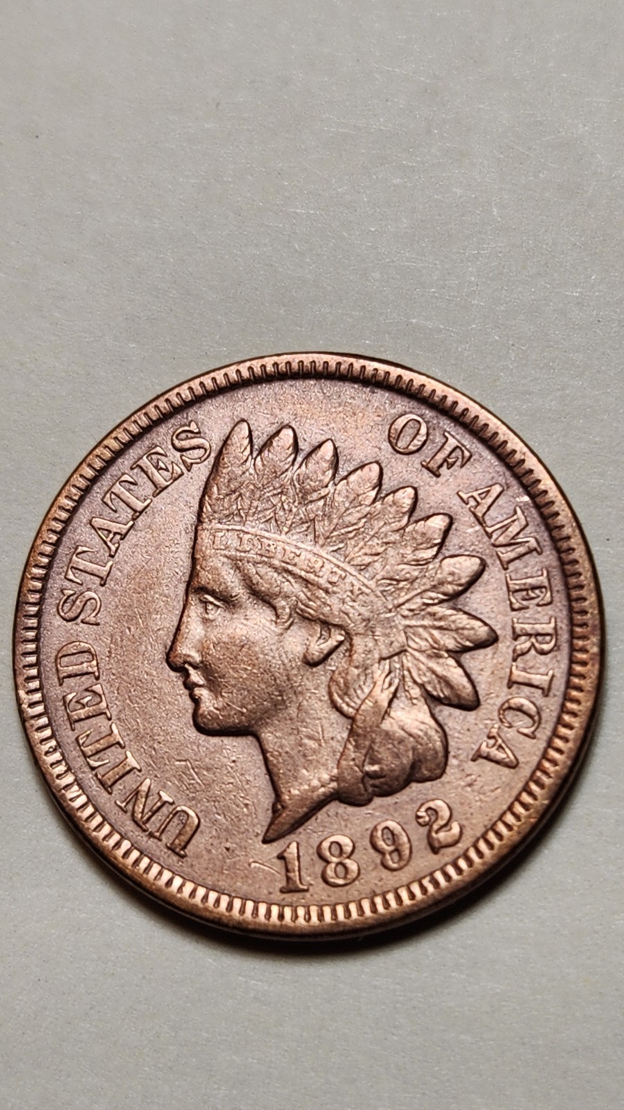 1892 Indian Head Small Cent Bronze BN Business Strike Philadelphia Mint KM#90