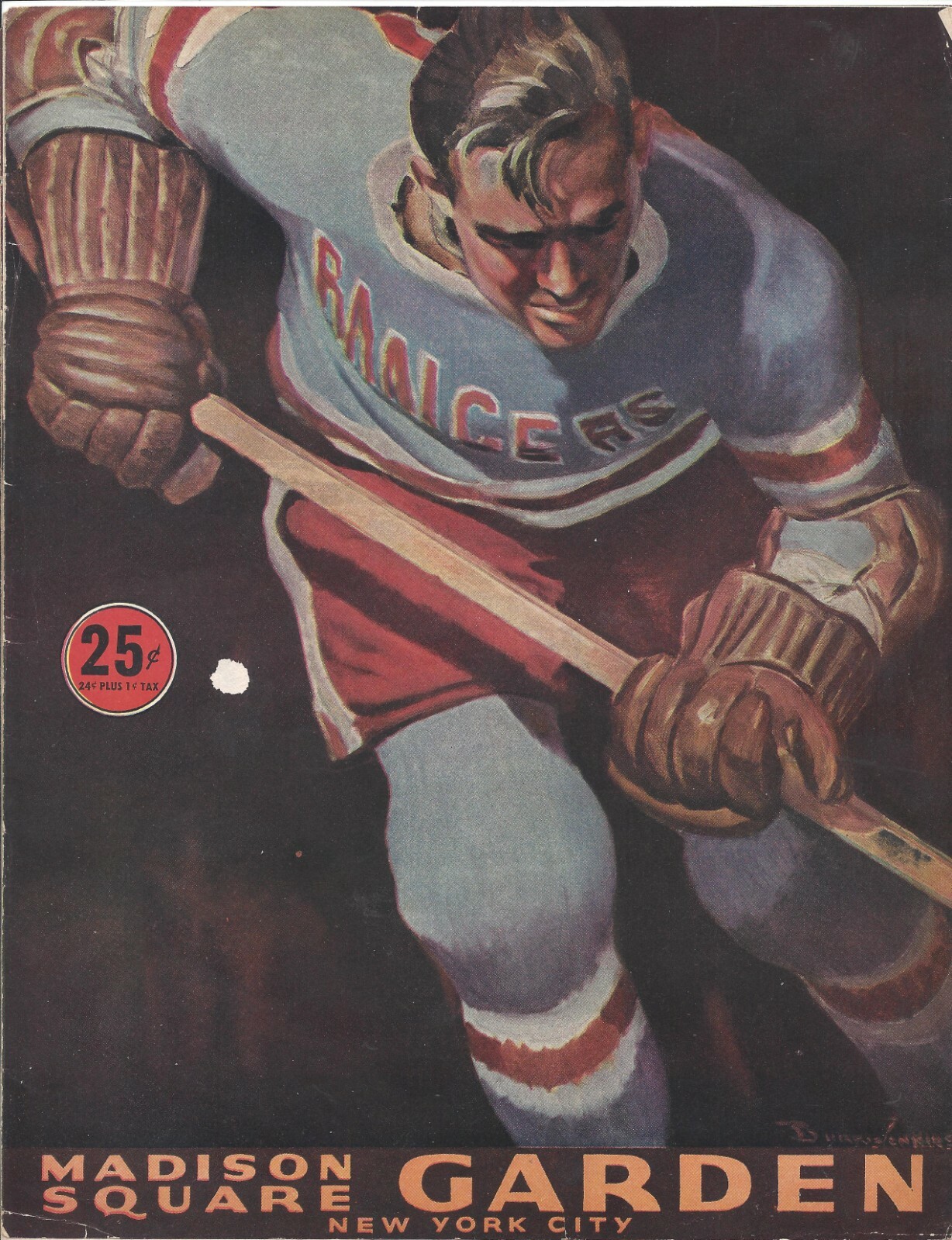 1955 12/14 hockey program Chicago Blackhawks New York Rangers w ticket &summary