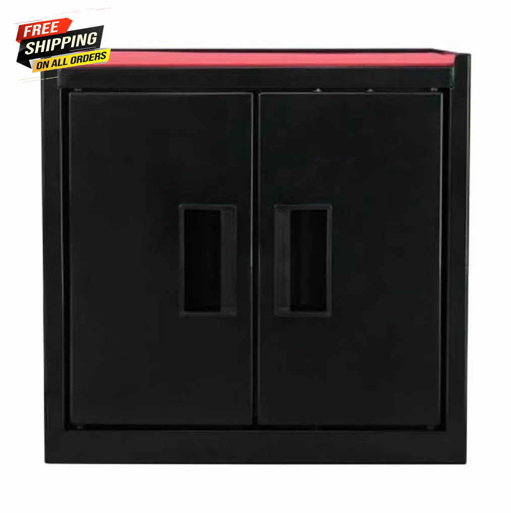 Mini Tool Cabinet – 11.6-Inch Steel Storage Cabinet, Black, Double Doors & Non-S