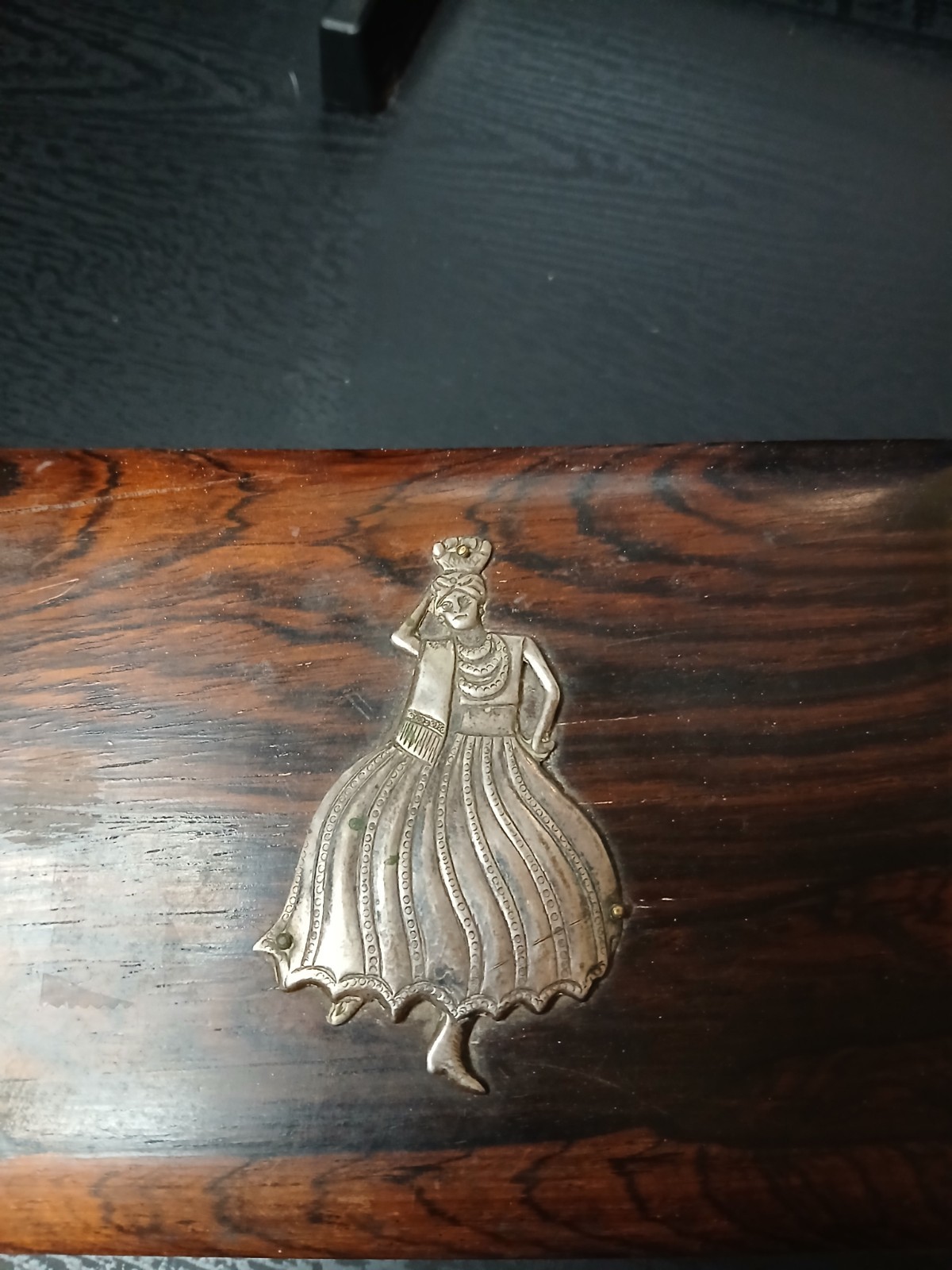 Wooden Trinket Box with Silver Dancer Rio De Janeiro