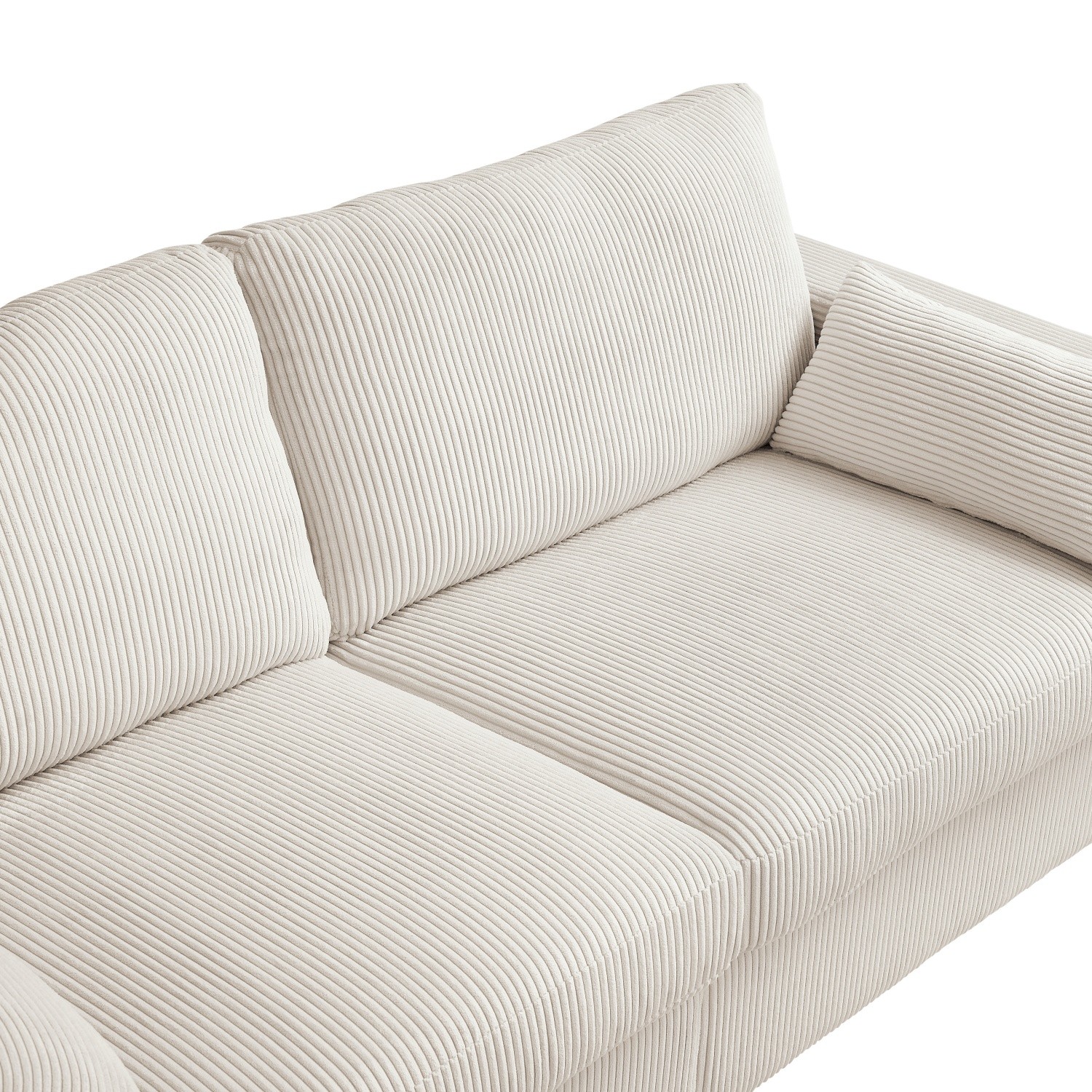 Solid Wood Frame Loveseat Sofa w/ Spring Cushions Removable Cover for Apartment