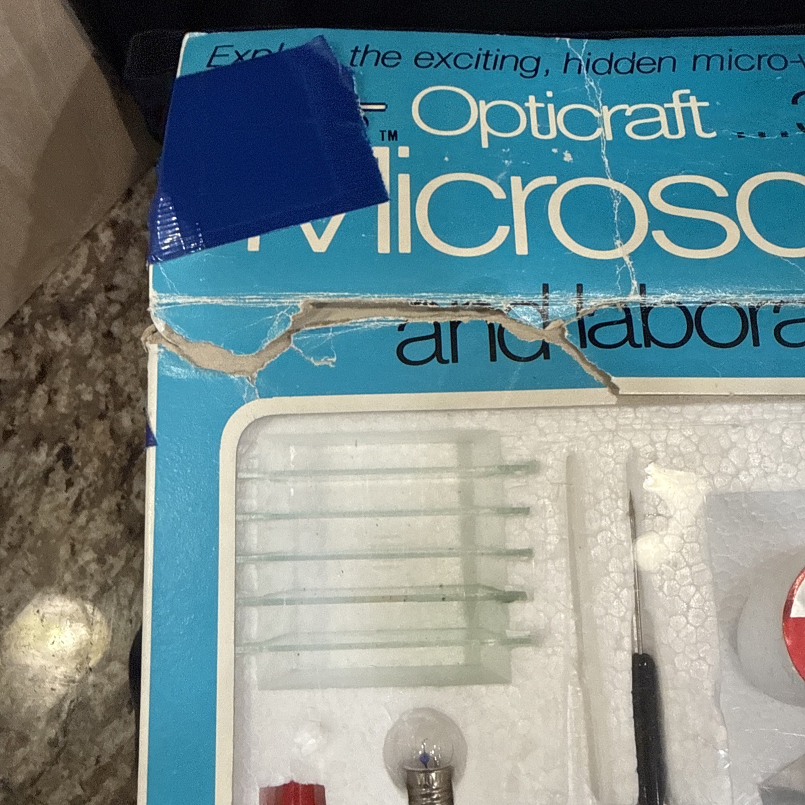 Vintage 1976 Opticraft 3 Turret Microscope And Laboratory Set