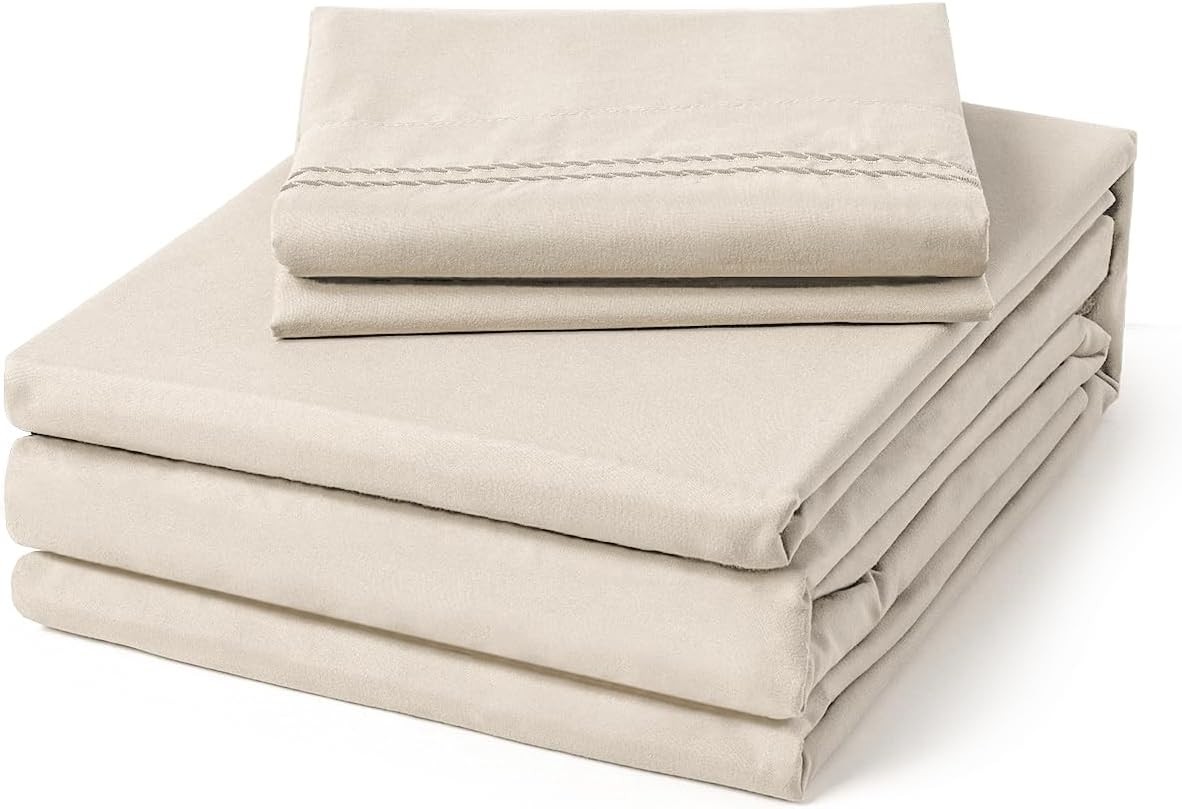ClevaHome Twin Size Sheet Set 4 Piece Soft Breathable Luxury Bed Sheet Set