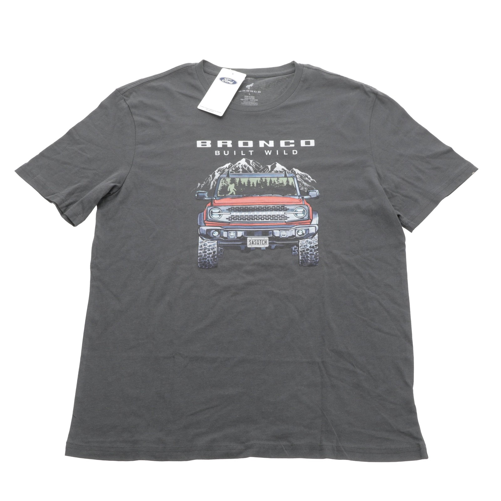 Ford Bronco Men's Built Wild Mountain Truck T-Shirt Charcoal Large FD204623LRG