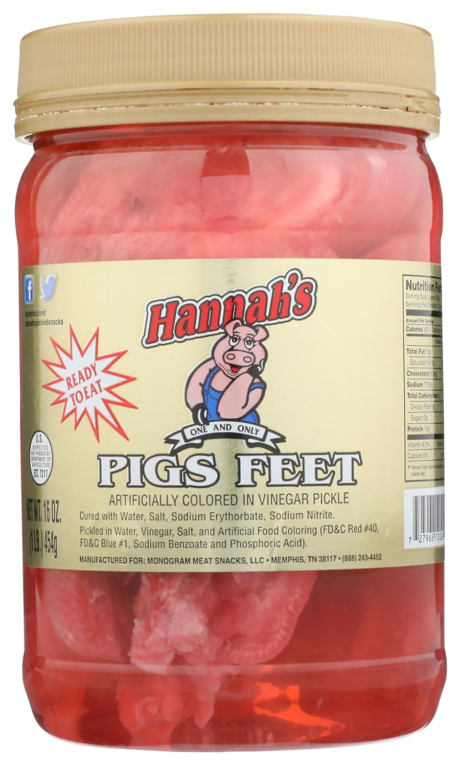 Ready to Eat Pickled Pigs Feet 16 Oz. Jar