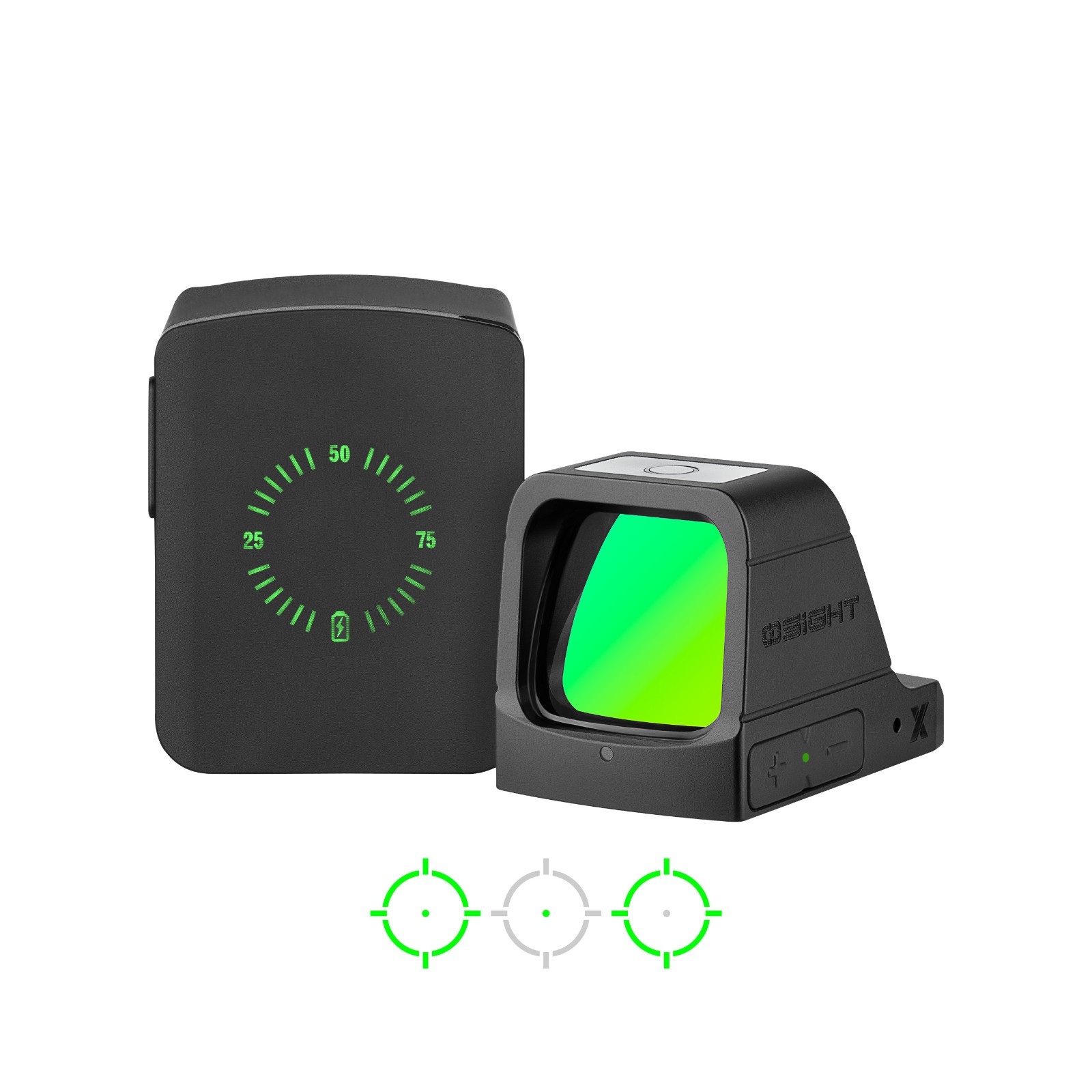 Osight X Open Green 3 MOA Dot & 32 MOA Circle Sight, Magnetic Charging, Black