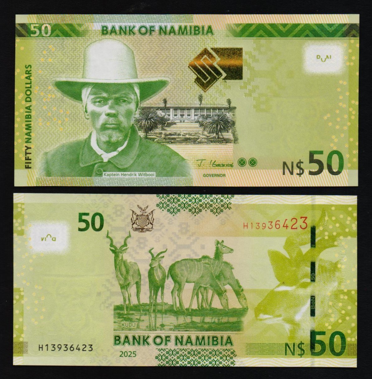 NAMIBIA: B222a P#W22a 50 Namibia Dollars 2025 Uncirculated Banknote.