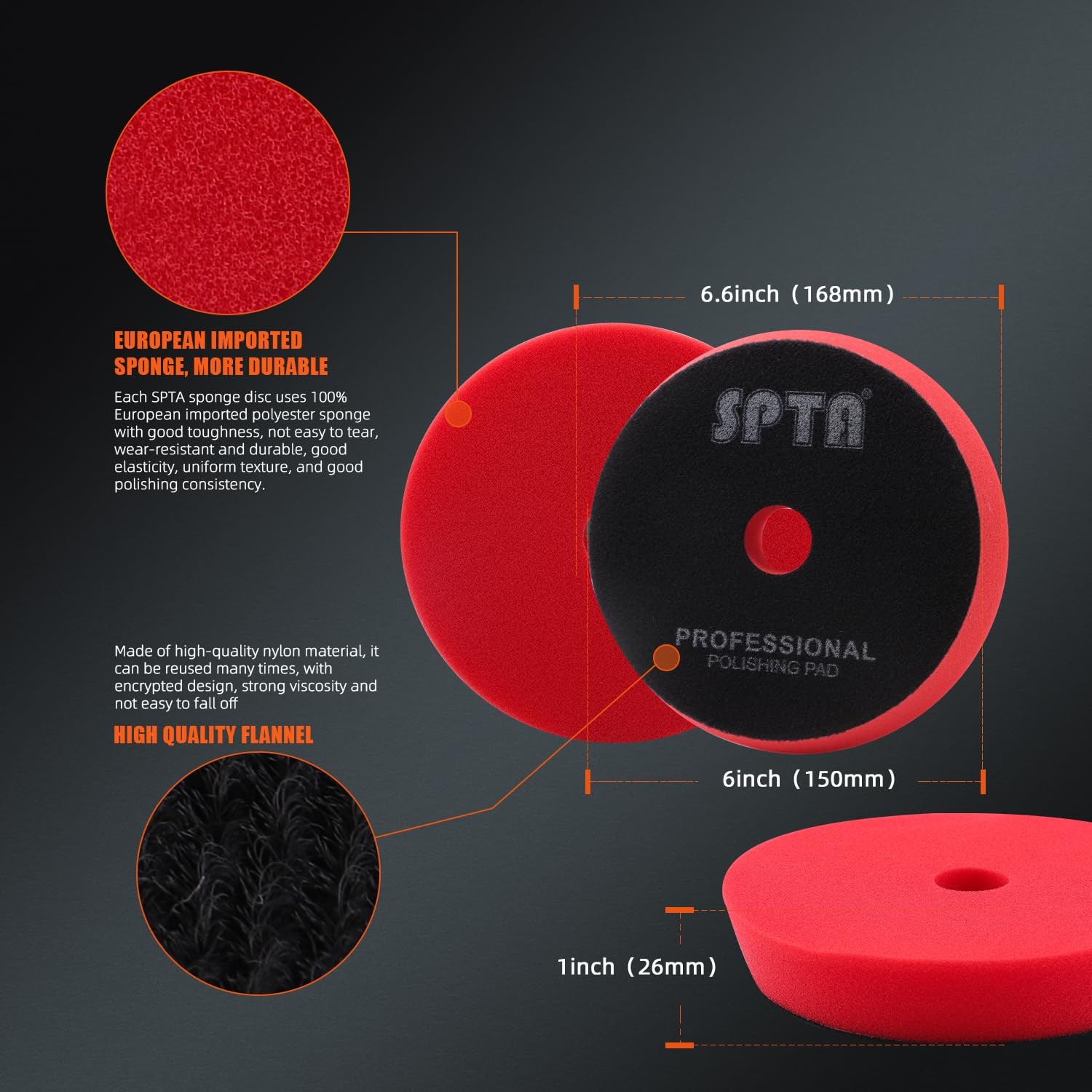 Buffing Polishing Pads 6 Orbital Buffer Pads Hook and Loop Buffing Pads Foam
