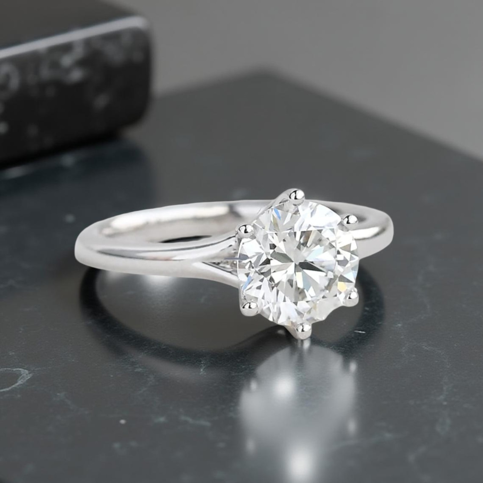 Round Cut Simulated Diamond 2 Ct 14k White Gold Plated Engagement Women's Ring