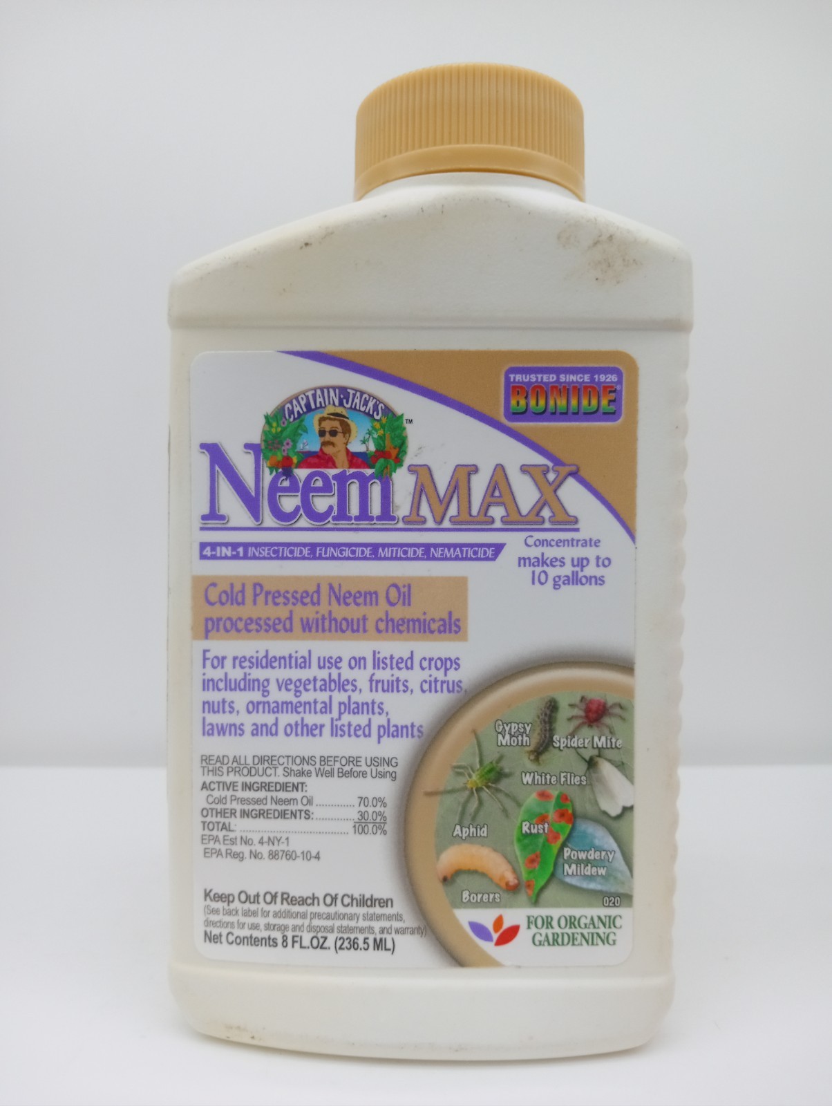 Captain Jack's Neem Max Concentrate 8oz Controls Insects Mites Fungus