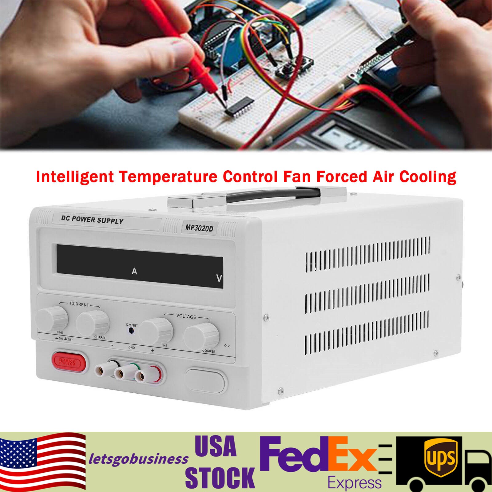 Portable DC Regulated Power Supply 32V 20Amp Precision Adjustable w/ Power Line