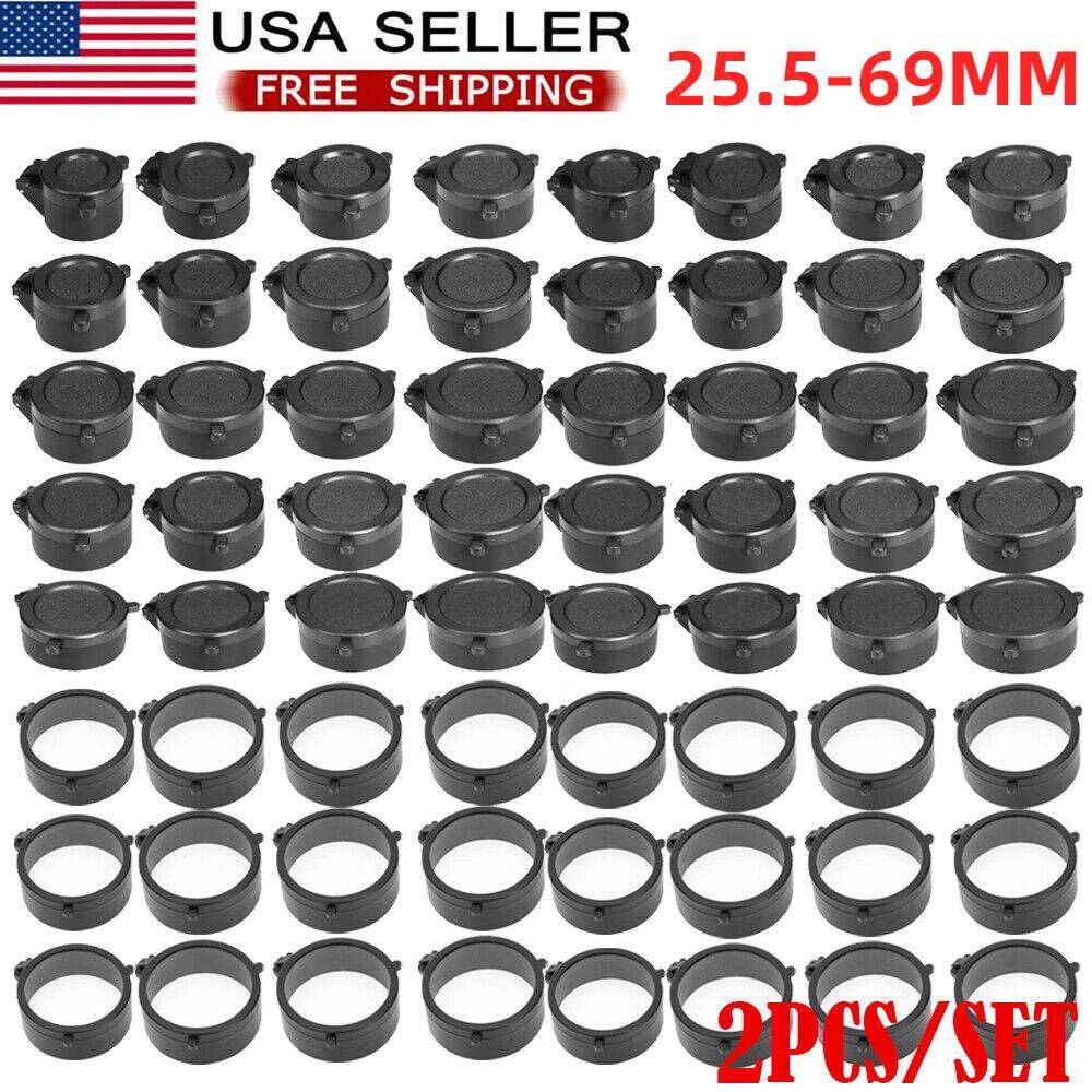 2x For Caliber Flip Up Scope Covers Rifle Scope Protect Objective Cap Lens Cover
