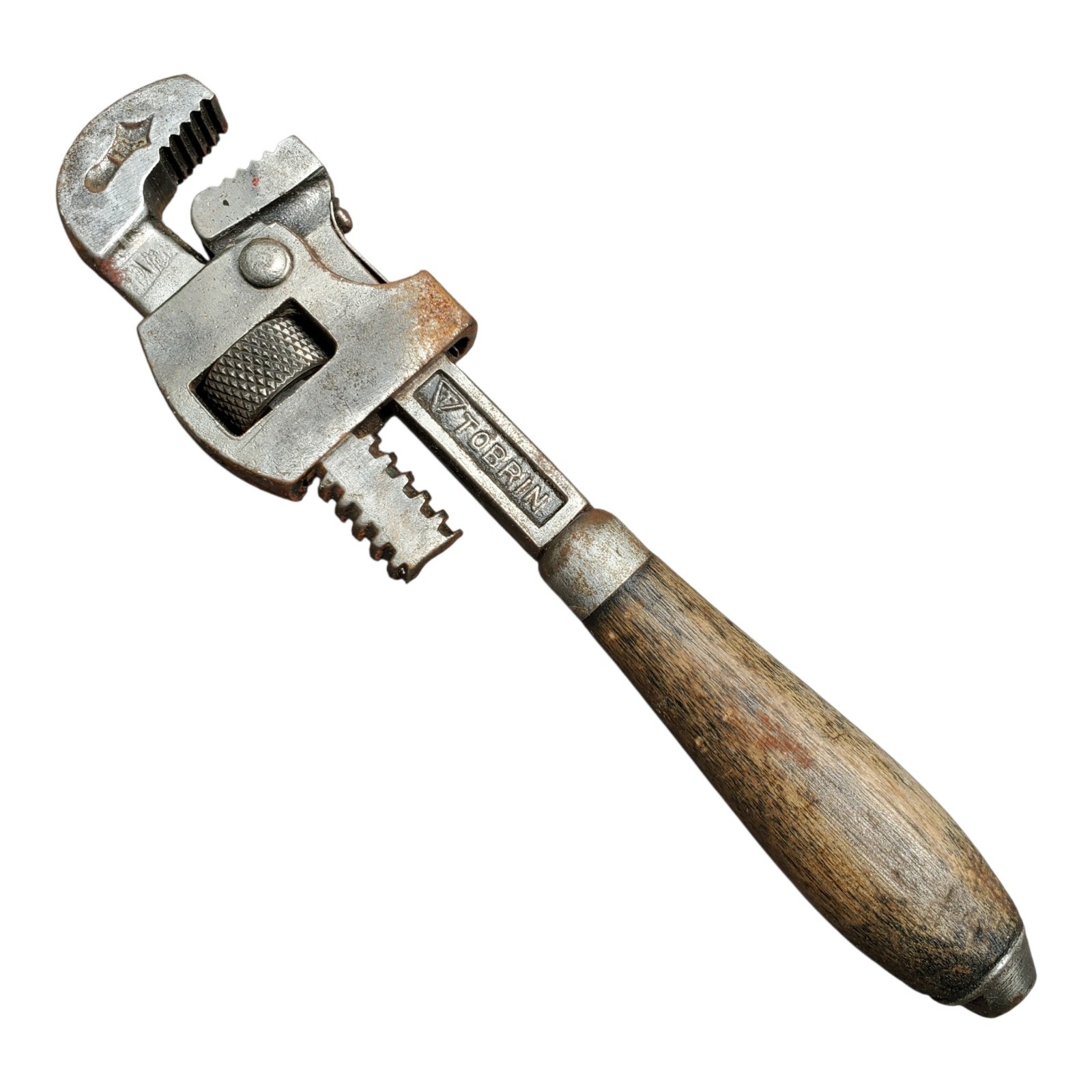 Vintage Wood Handled Pipe Wrench Tobrin No. 6 USA
