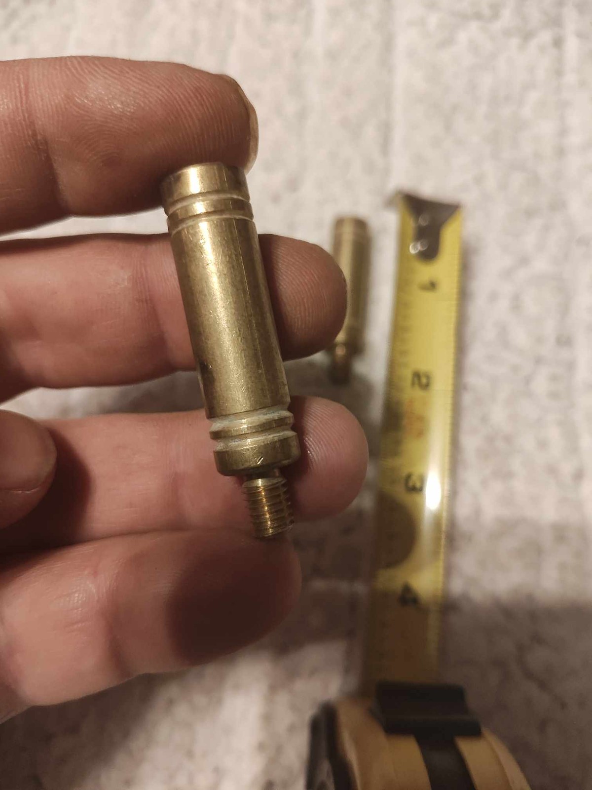 Pair Solid Turned Brass 1 1/2" Tall Finial Lamp Risers - Std. Harp Thread