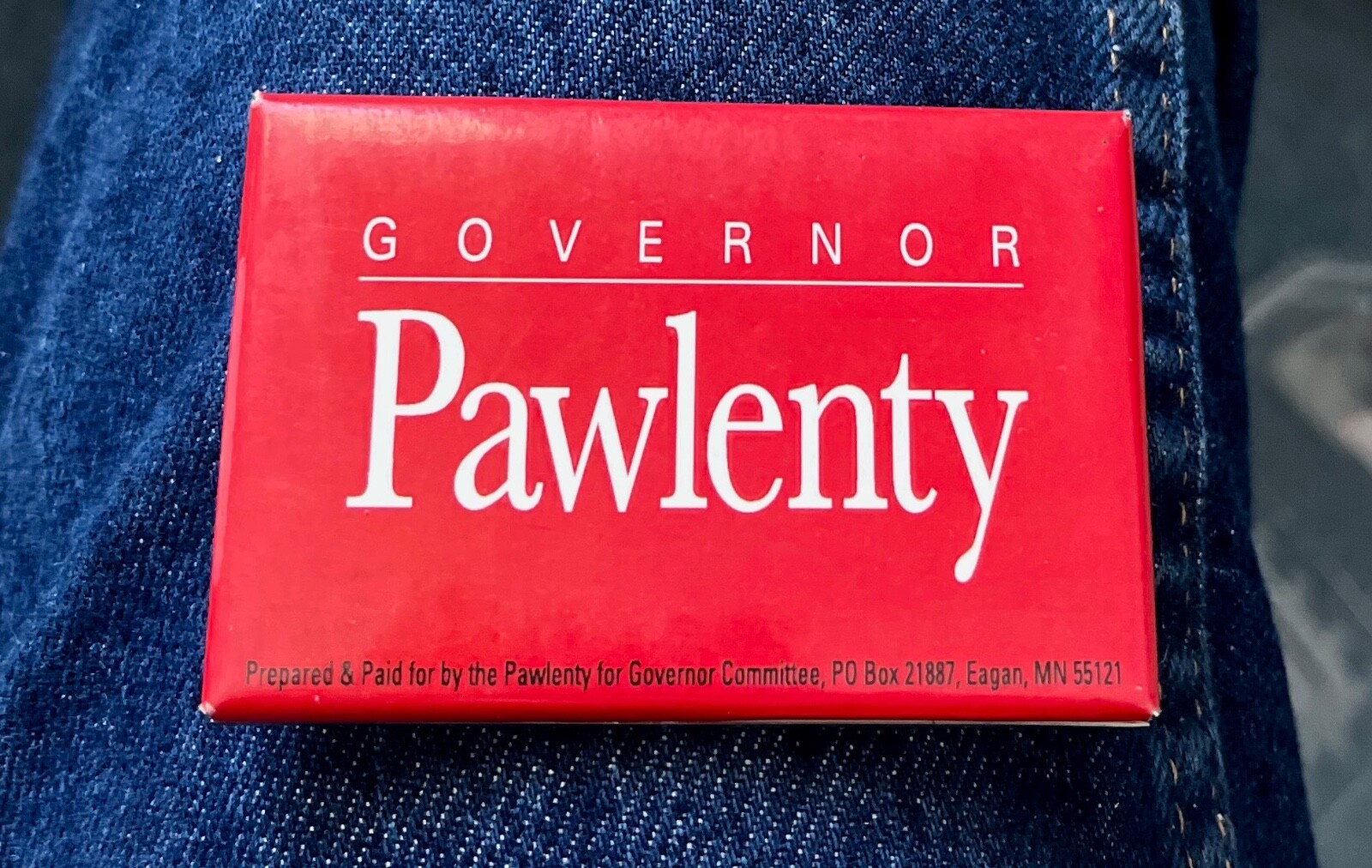 2003 Tim Pawlenty For Governor Minnesota 3" Wide Cello Political Pinback Remarks