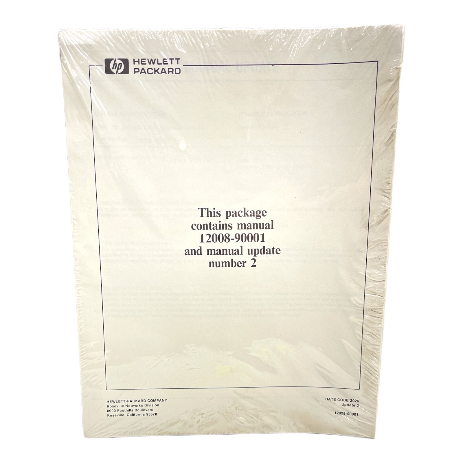 HP 12008-90001 MANUAL & UPDATE 2 MANUAL PACKAGE SEALED