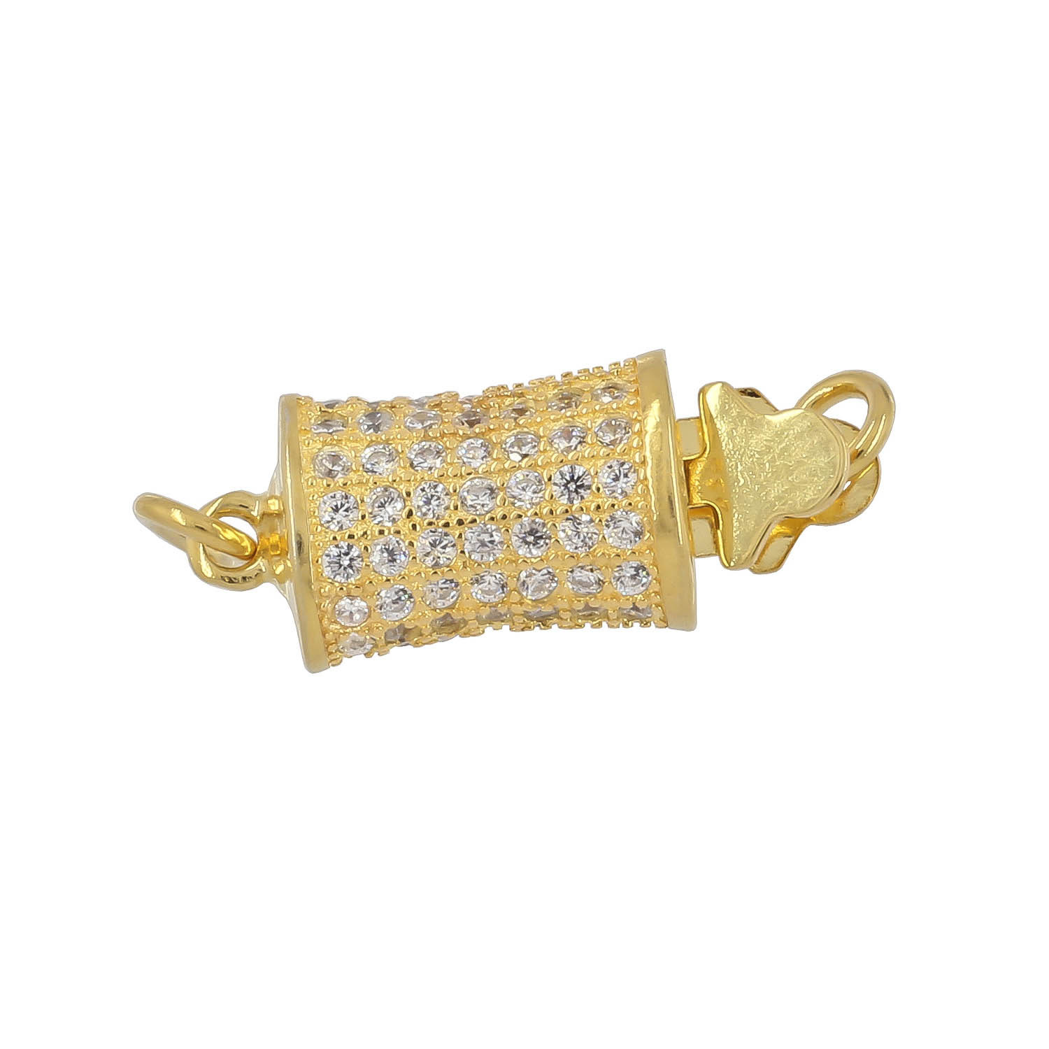 Gold Plated Sterling Silver Pillow 1-Strand CZ Pave Set Pearl Box Clasp #99691