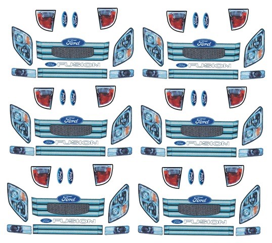 Ford Fusion Headlight and Tailights 1/64th HO Scale Slot Car Decals