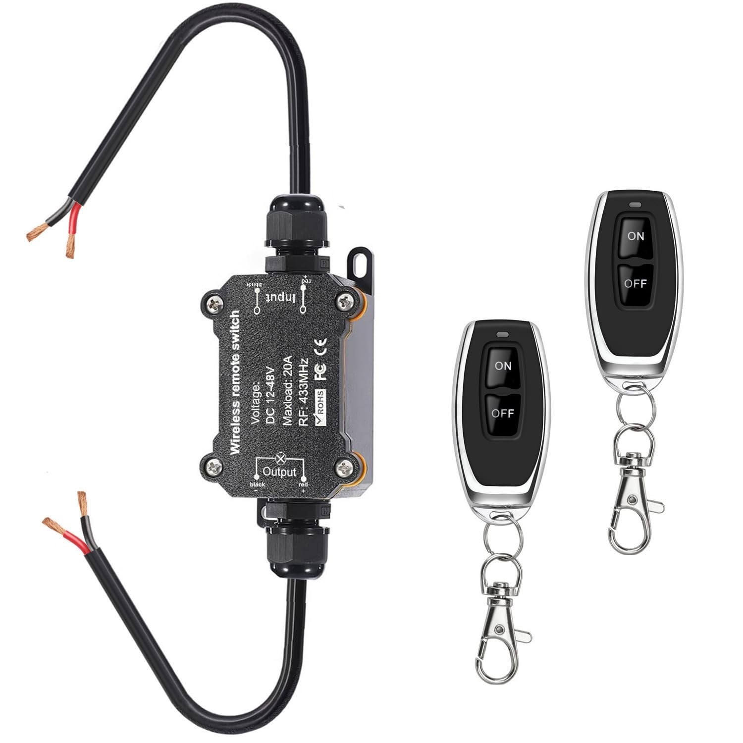 Remote Control Switch, DC12/24/48V Waterproof Wireless 433Mhz Transmitter Rec...