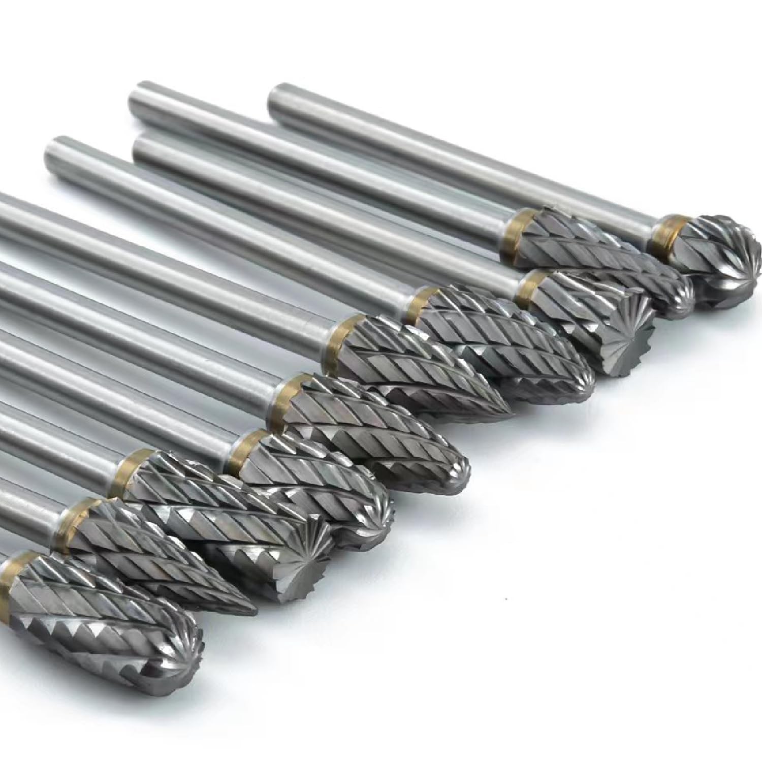 HIDOTOL Carbide Burr Set 10PC 1/8" Shank Tungsten Double Cut Carbide Rotary B...