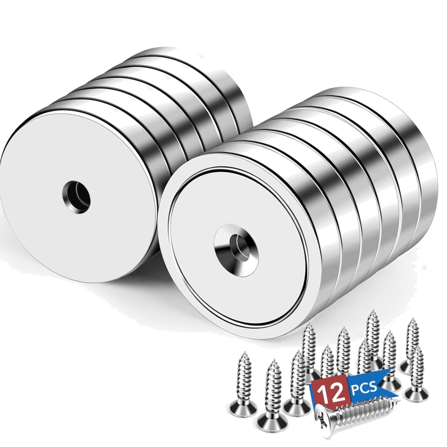 Waterproof Neodymium Magnets, 1.42", Heavy Duty, 12 Pcs
