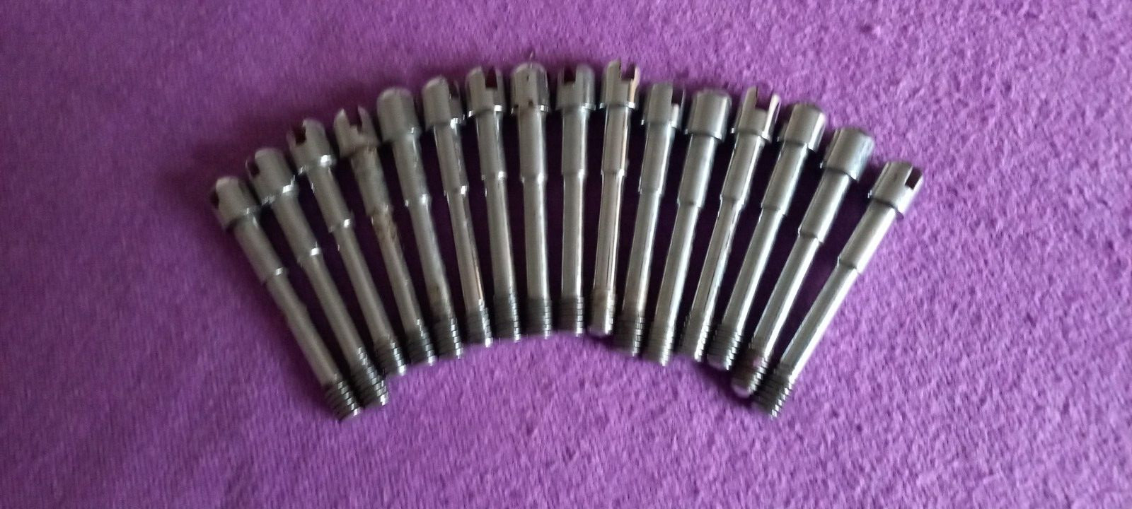 SIXTEEN Premier TWO inch SLOTTED tension rods chrome for snare or tom vg UK MADE