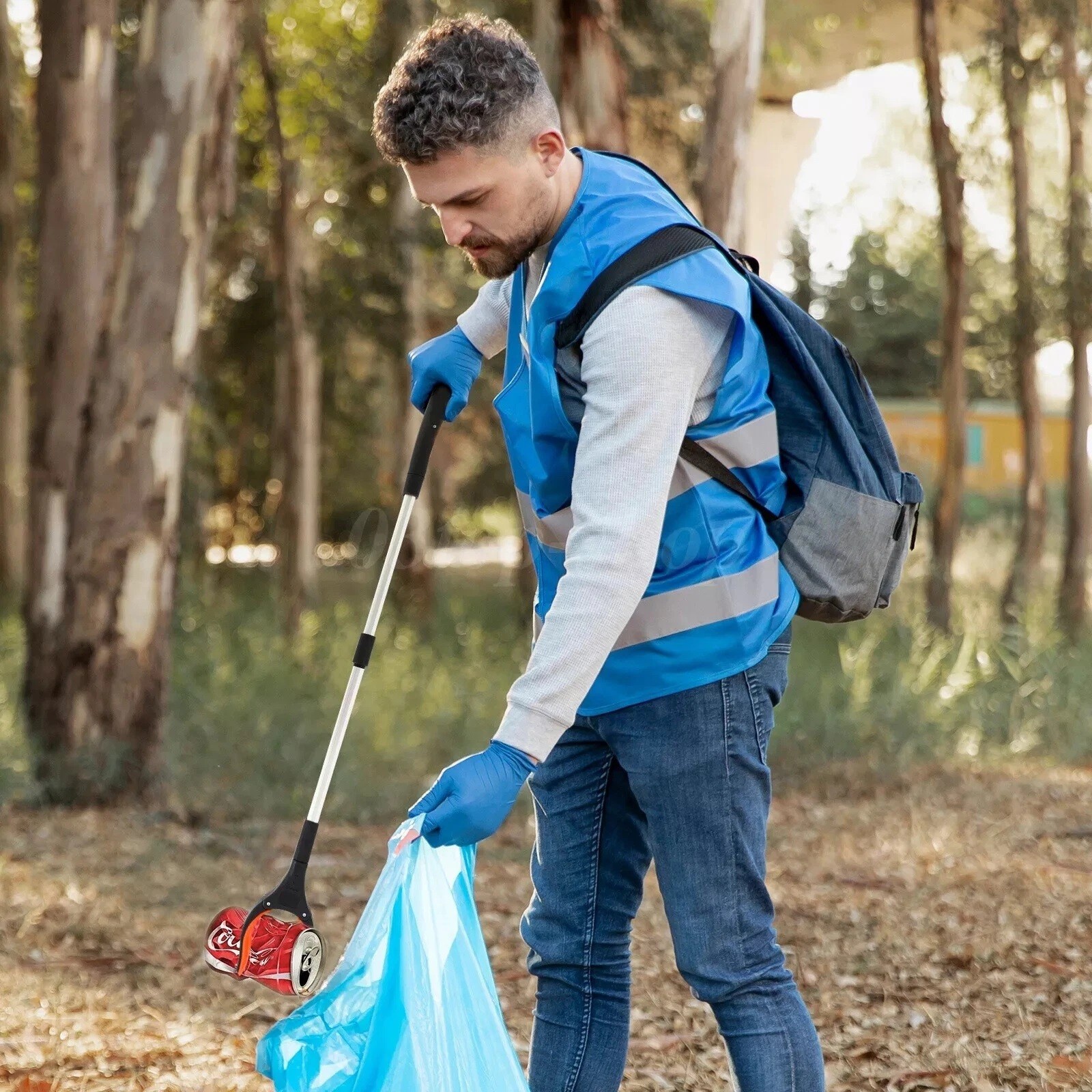 Foldable Garbage Pick Up Grabber Tool Rotating Jaw & Magnet Trash Picker 32”