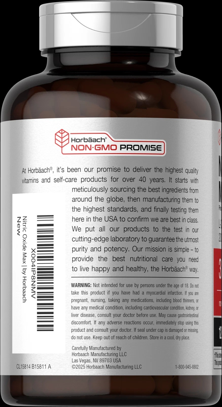 Nitric Oxide Supplement | 3000mg | 120 Capsules | Pre Workout | by Horbaach