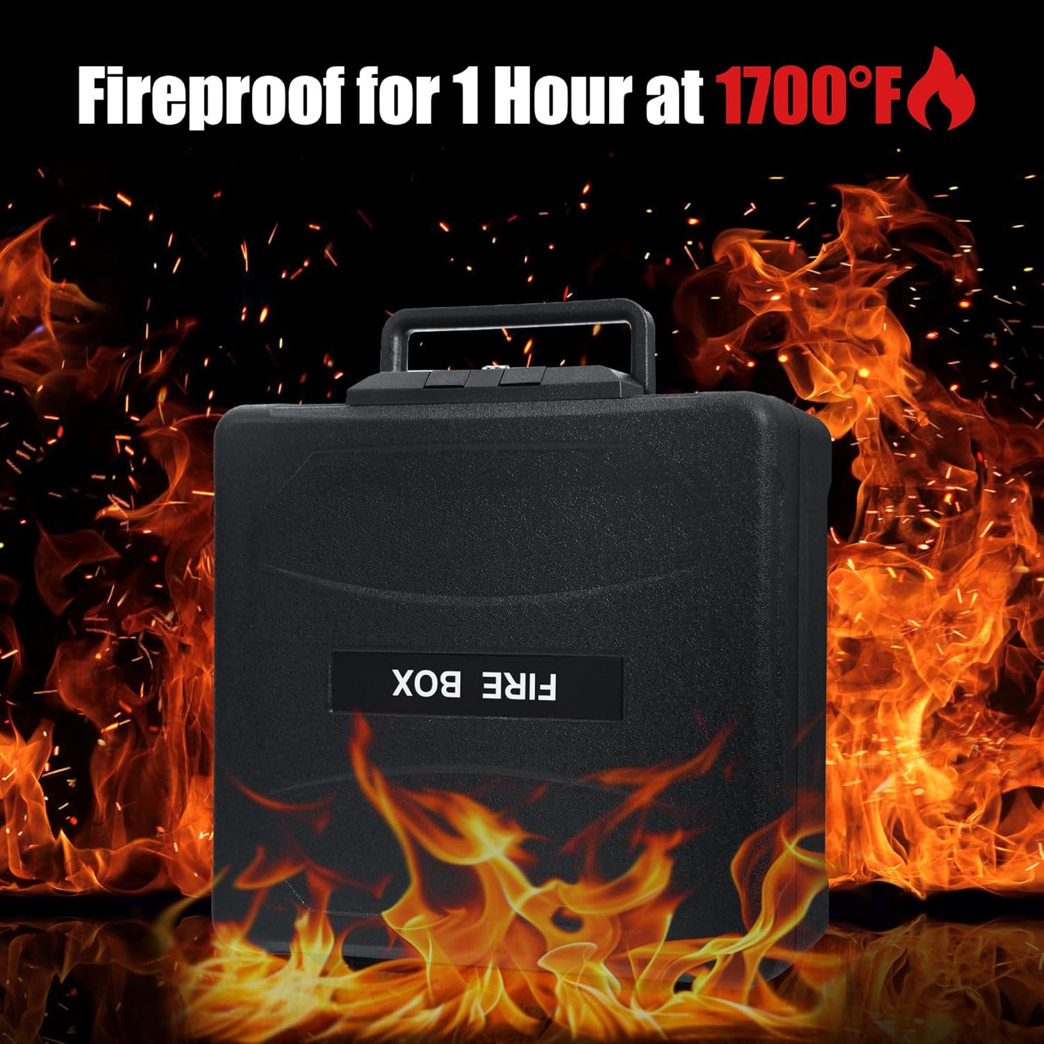 Fireproof Document Box with Key Lock – Large Portable Fire Safe for Home