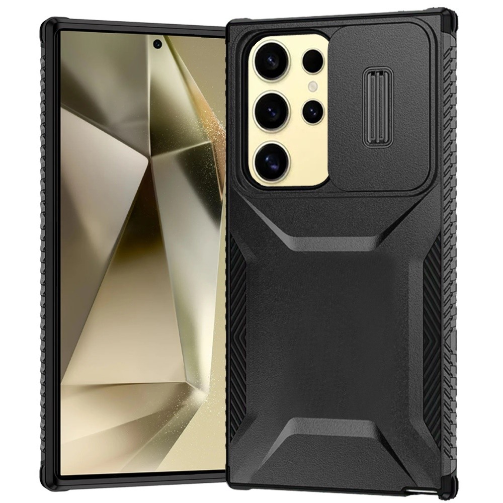 Samsung Galaxy S24 Ultra Case Rugged Side Grip Design w/ Sliding Rear Lens Cover