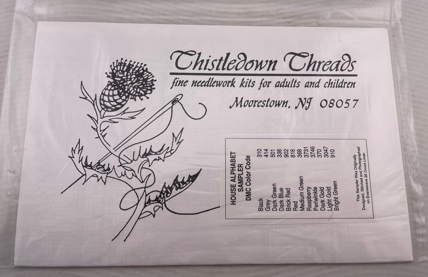 Thistledown Threads "House and Alphabet Sampler" Pattern