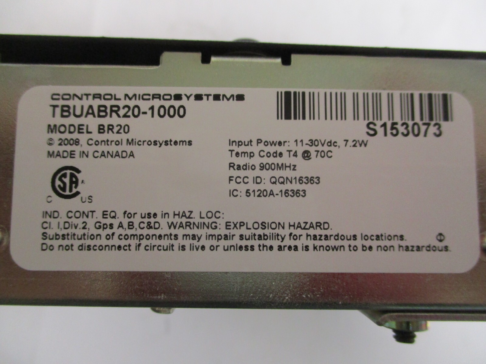 SCHNEIDER ELECTRIC CONTROL MICROSYSTEMS, TBUABR20-1000