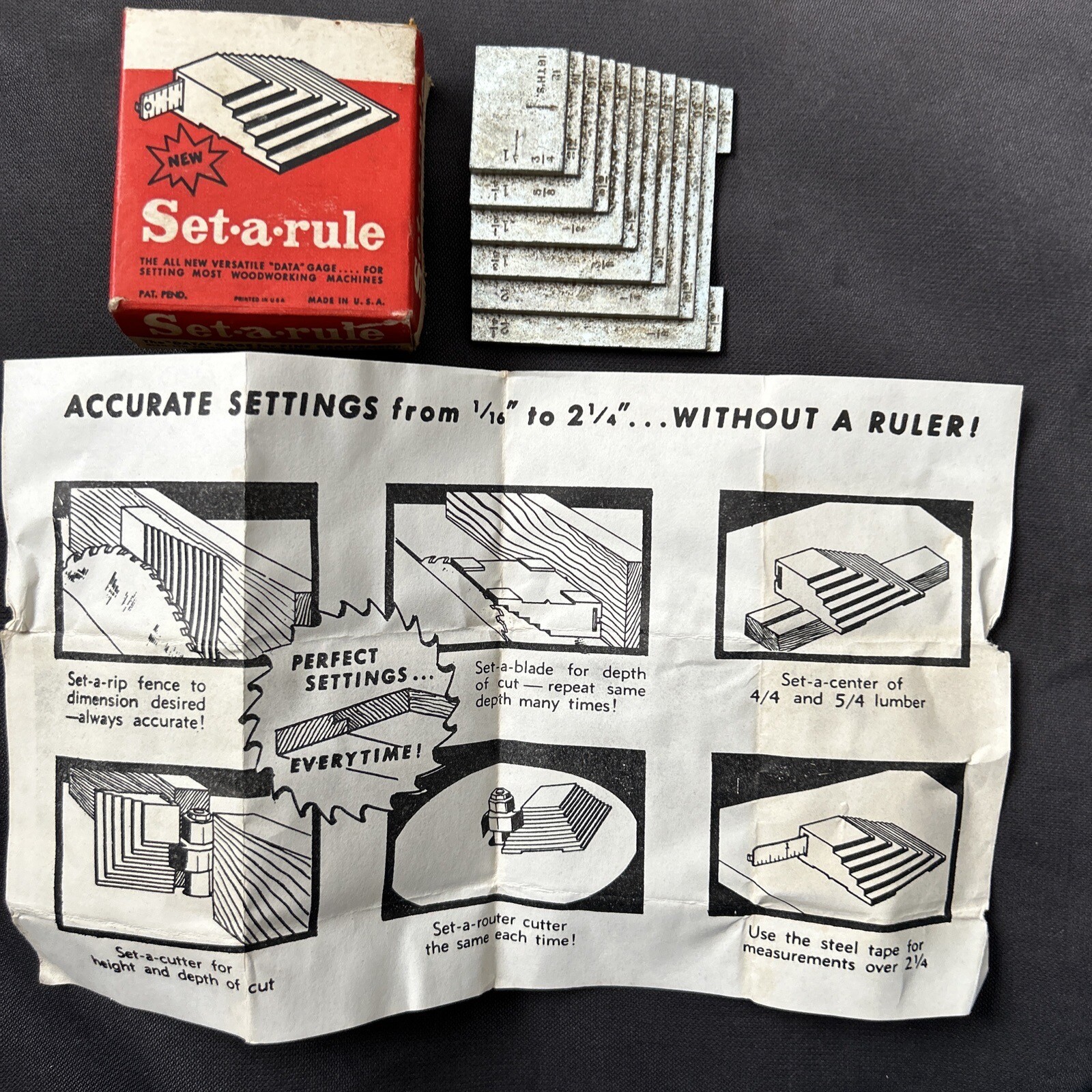 Vintage Glenlyn Products Set-A Rule, Data Gage & Tape Measure