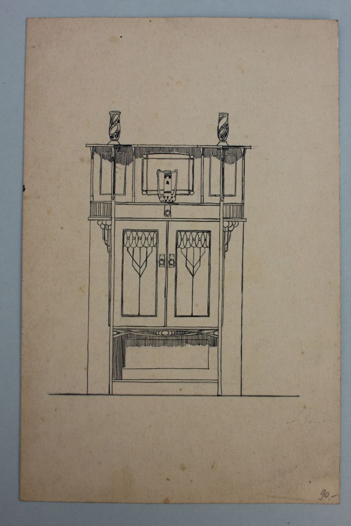 Vertiko design, ink drawing, Art Nouveau, German, around 1905