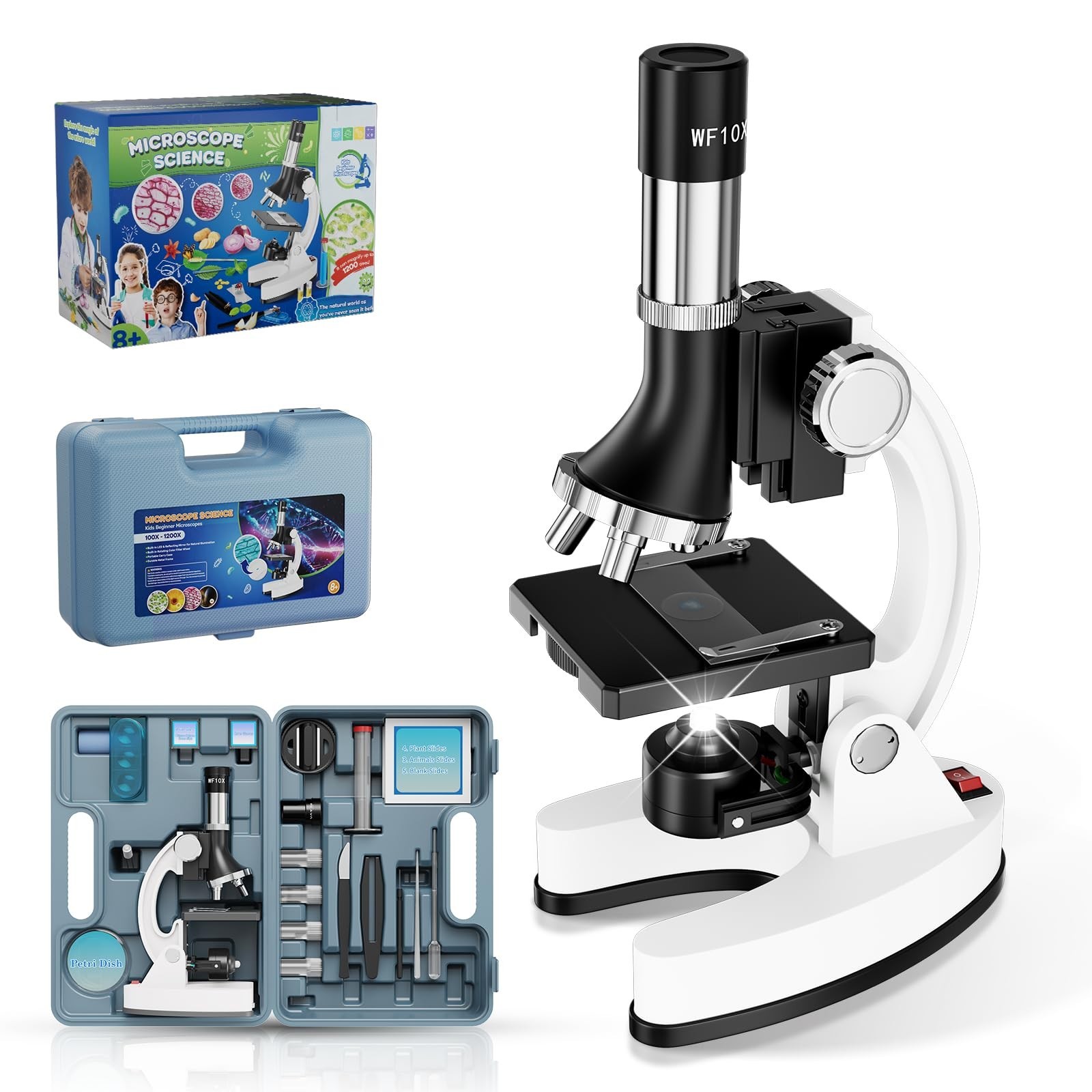 Science Kit Microscope for Kids 8-12: Science Experiments Set for Kids 6-8