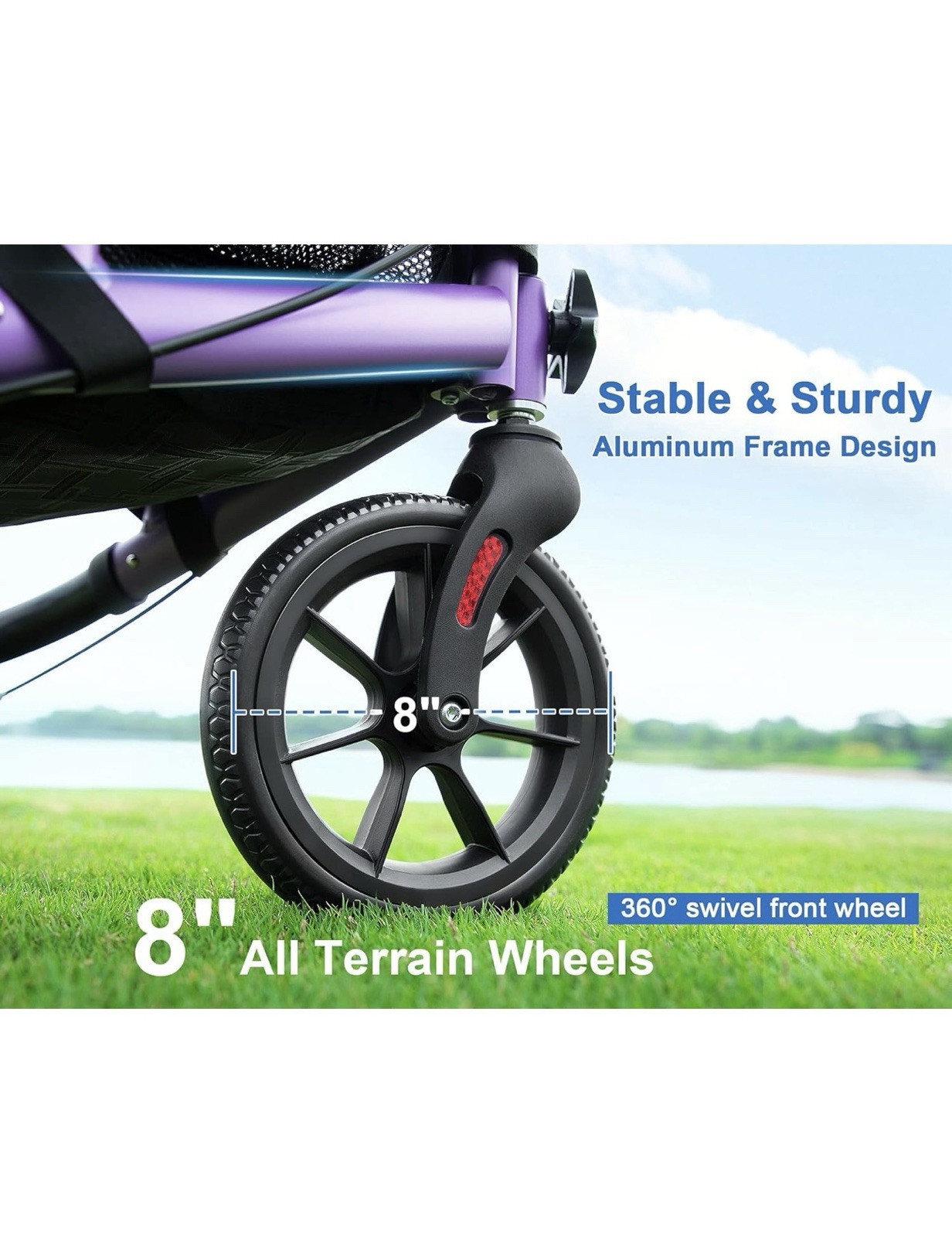 WALK MATE 3 Wheels Rollator Walker 10Lb Seat Backrest Lightweight Foldable