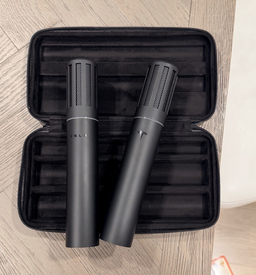 Tesla Wired Handheld Microphones Pair with Zippered Carrying Case, Black