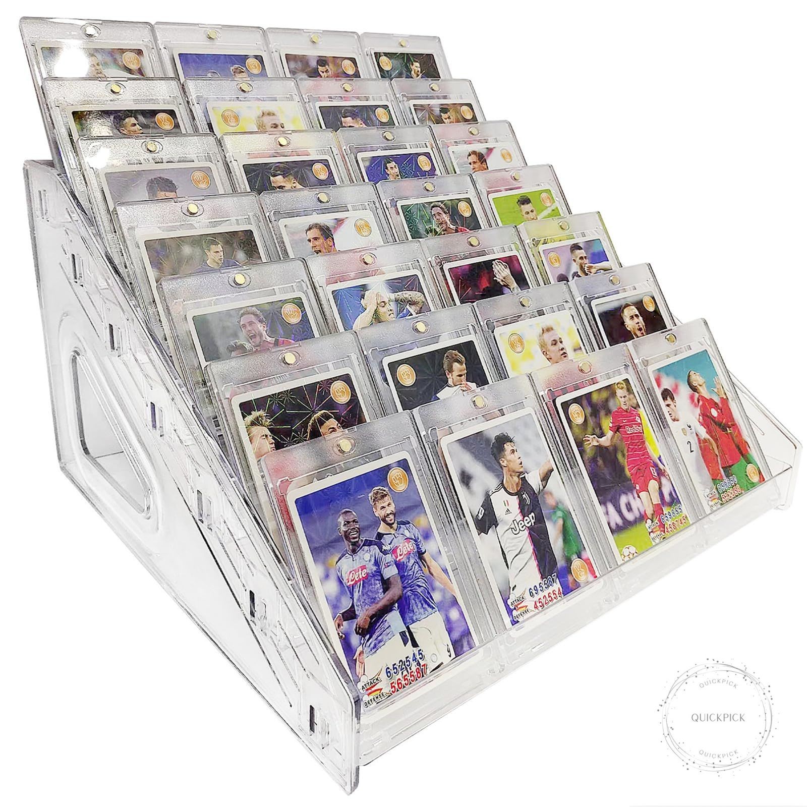 7 Tier 12" Magnetic Card Holder Stadium Displays, Clear Trading Card Display St